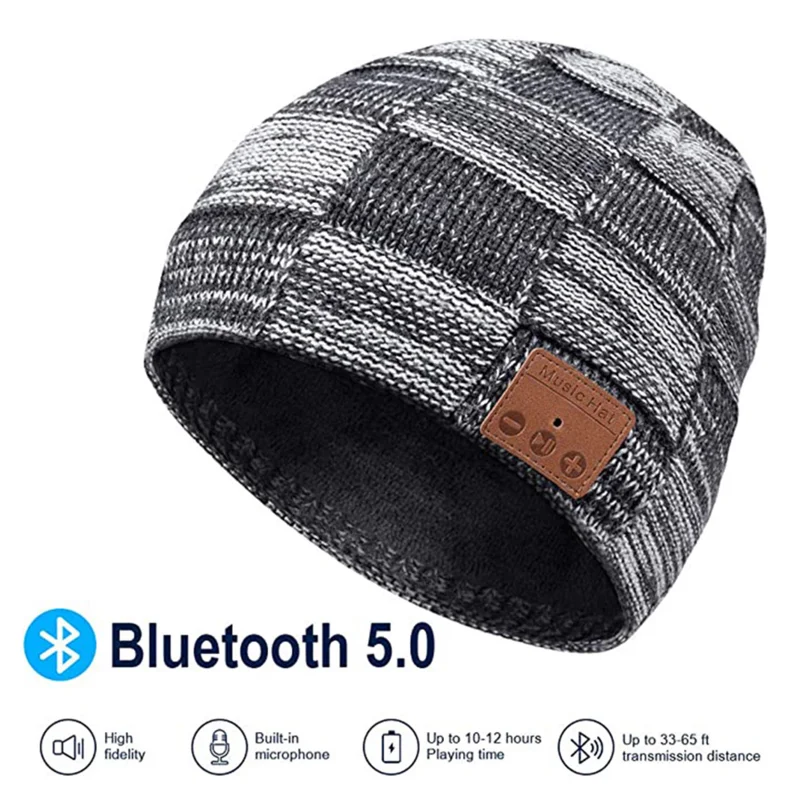 

Winter Bluetooth Hat Earphone Stereo Sport Music Headset Wireless Handfree Headphone USB Charging Cable Knitted Beanie Cap