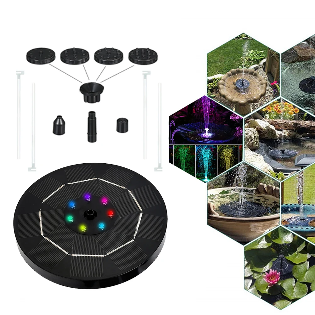 

Solar Water Fountain Pool Pump LED Light Floating Pool Pond Bird Bath Solar Panel Powered Fountain Water Pump Garden Decoration