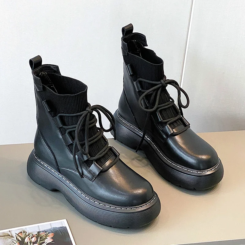 

Женские мягкие ботинки, женские ботильоны, модные круглые ботильоны из искусственной кожи, зимние эластичные черные ботинки, парные ботинки больших размеров 43, 44, 2022