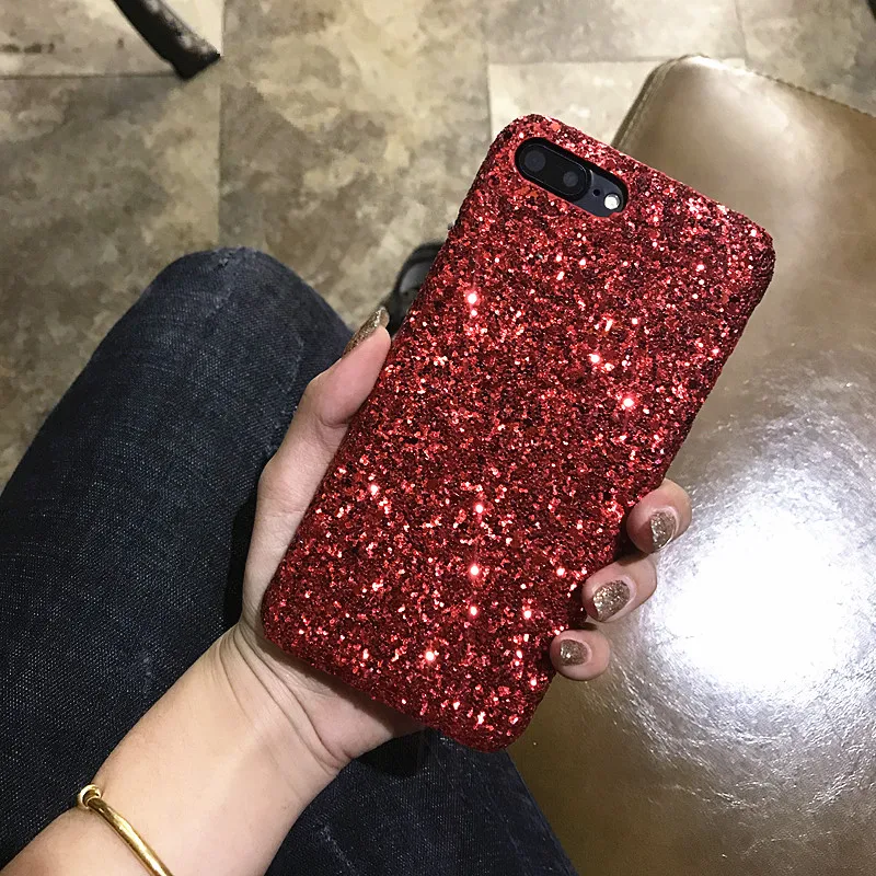 

Fashion Christmas Gifts Glitter Phone Case For iphone X XS MAX XR 7 8 6 6S Plus Bling Shiny diamond Hard Back Cover Woman Case