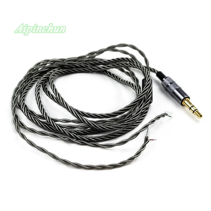 

3.5mm 3-Pole Jack DIY PVC Earphone Cable Headphone Repair Replacement Cord Silver-plated Wire Grey Color