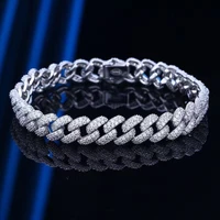 hiphop 925 sterling silver 8mm pave zircon cuban chain bracelets for women men jewelry plated 18k gold iced out bracelet bangle