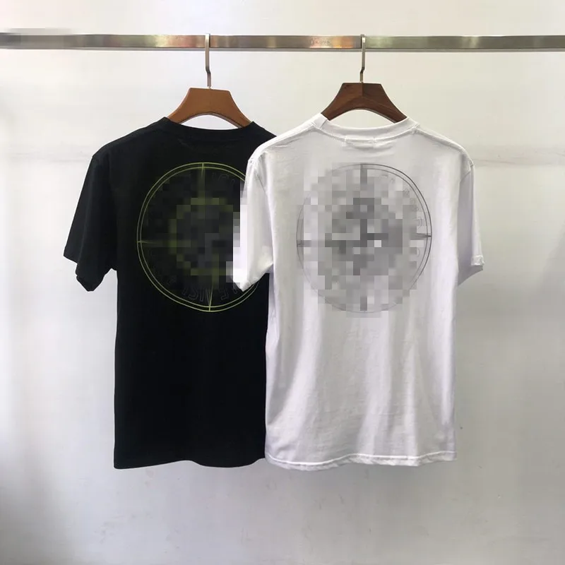 

Summer Casual Plain Color Simple Couple Short Sleeve T-shirt Round Simple Compass Sleeve Label Short Sleeve Short Sleeve