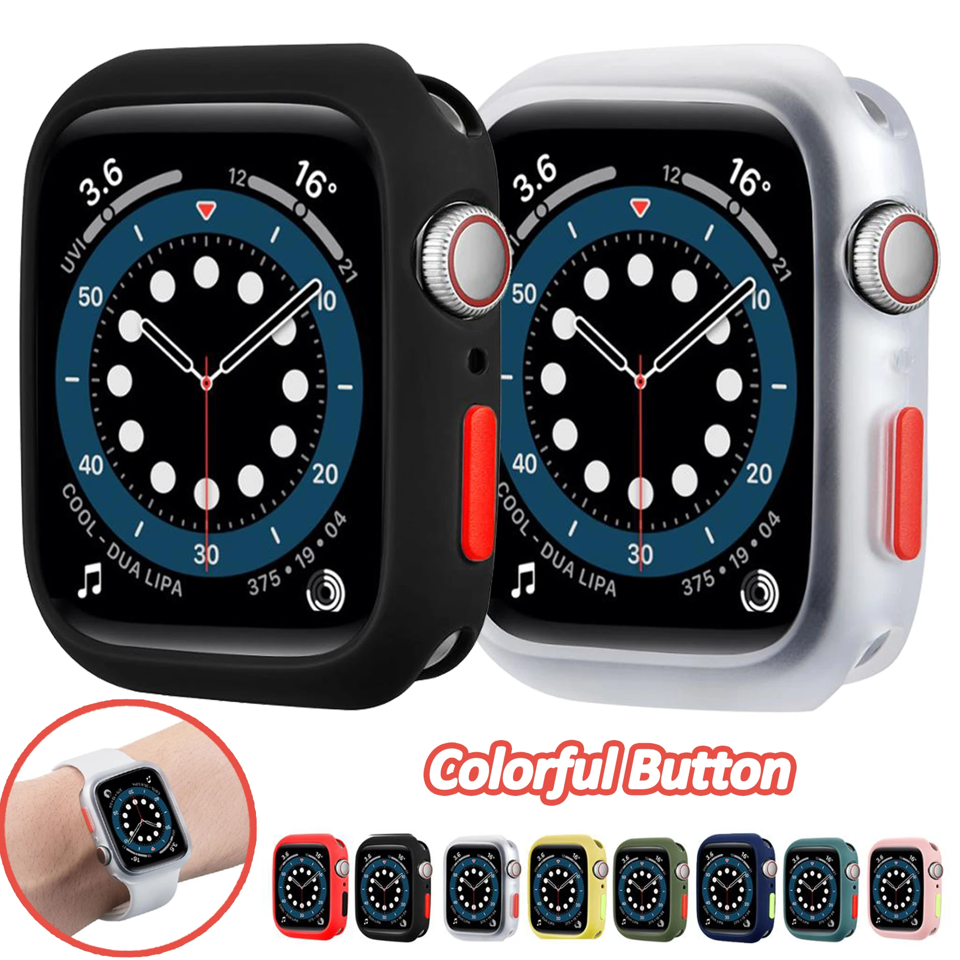 

Watch Case For Apple Watch 7 6 5 4 41mm 45mm Silicone Sport Bumper TPU Cover Protection Watch Shell For IWatch 3 2 1 42mm 38mm
