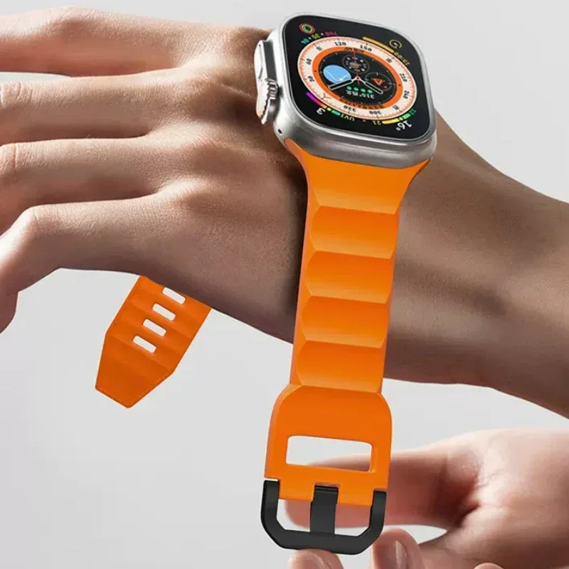 Фото Силиконовый ремешок для Apple Watch Ultra 3 49 мм 11 10 9 8 7 46 мм 42 мм 45 мм 41 мм Браслет в стиле волны Ремешок iWatch 654 SE 44/40 мм Ремень №2