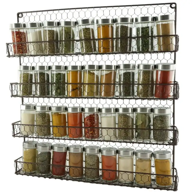 

Tier Metal Spice Rack Wall Mount Kitchen Spices Organizer Pantry Cabinet Hanging Herbs Seasoning Jars Storage Closet Door Cupboa