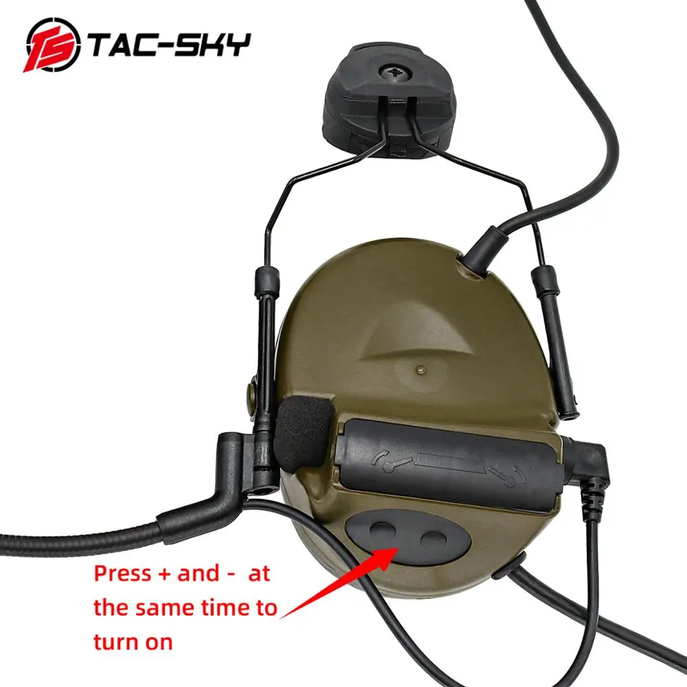 TAC-SKY Tactical Headset COMTAC II Helmet Bracket Airsoft Headset Noise Reduction Hearing Protection Shooting Headphone