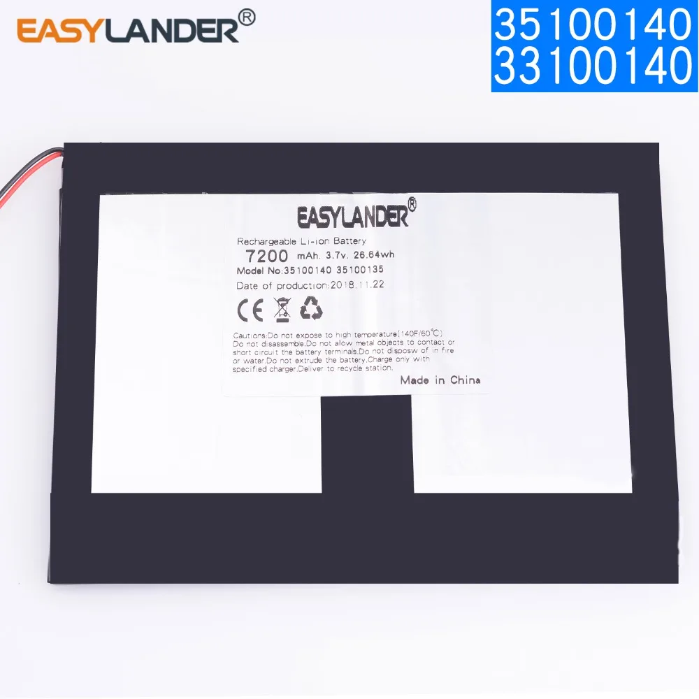 Литий-ионный аккумулятор 3,7 в 7200 мАч литий-ионный полимерный литий-ионный аккумулятор для GPS Aoson M19 M19 3G TZ100 Tablet PC 3,5*100*140 мм