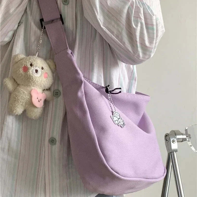 

Japanese Harajuku Cute Canvas Casual teenage school bag Aesthetic Sweet messenger bag Large Capacity new y2k Women Shoulder Bag