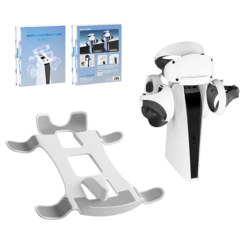 

VR Stand Rack Headset Controller Mount Storage Rack with Type-c Charge Cord 2 Belts For PSVR2 Charging Dock Game Accessories
