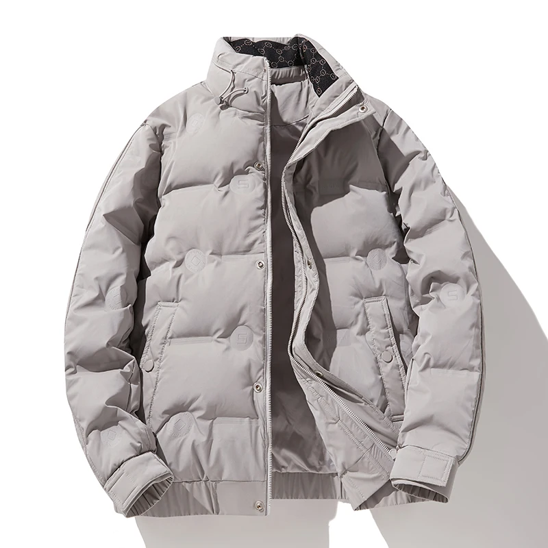 

Sevenmoon Down Jacket Men Winter Casual Outerwear White Duck Jacket Short Coat Stand Collar Waterproof Jacket