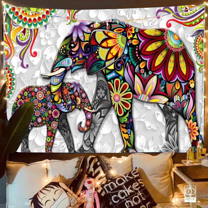 

3D Print Elephant Tapestry Wall Hanging Bohemian Hippie Style Tapestries for Bedroom Lvinroom Aesthetics Home Decor Aesthetics