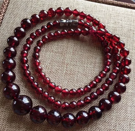

4.5~10mm Women's Natural Dark Red Garnet Round Gemstone Beads Necklace 18" AAA