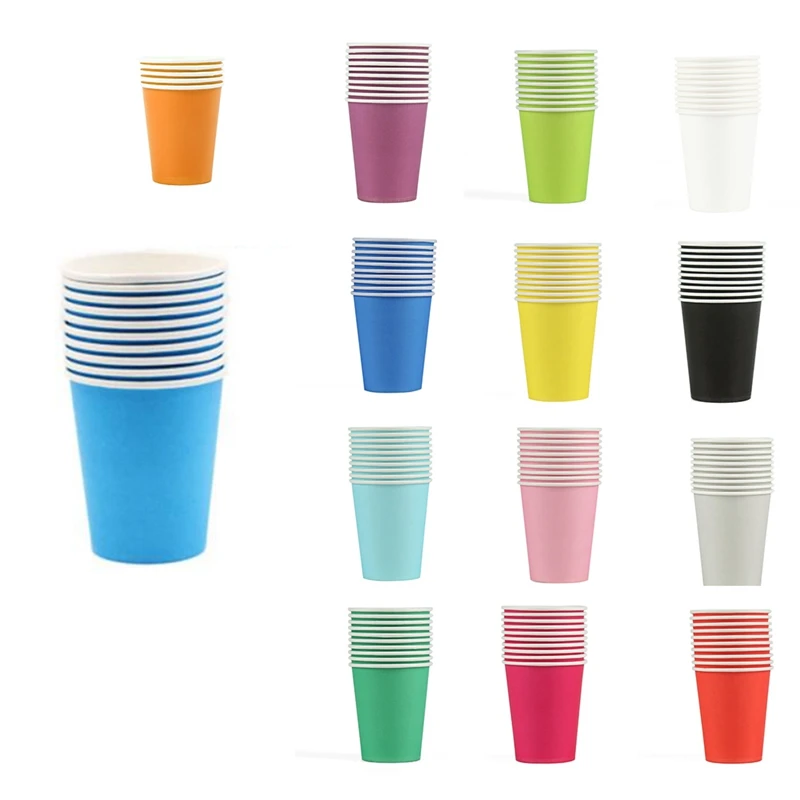 

200Pcs Pure Colour Party Disposable Paper Cups Juice Cup DIY Decoration Party Kids Birthday Wedding Picnic Tableware