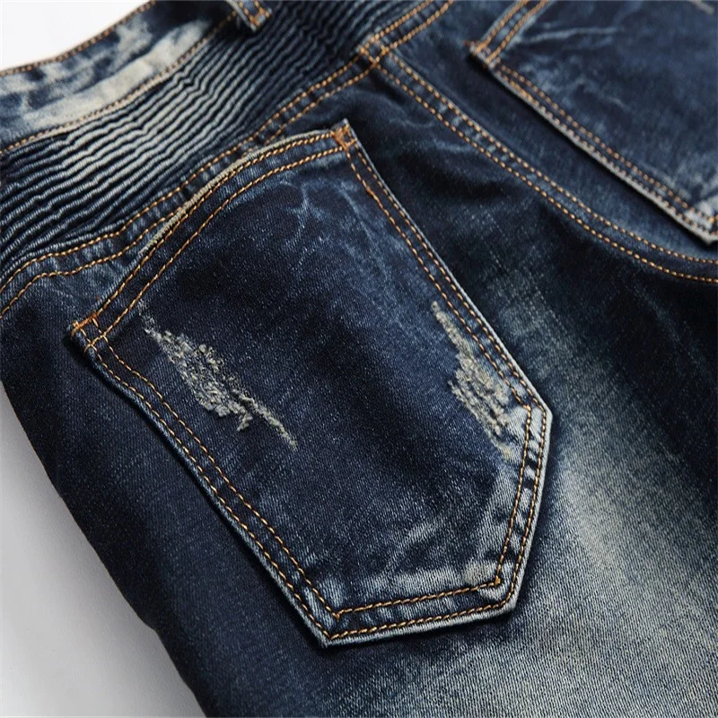 Men's Clothing Casual Trendy Streetwear Denim Oversize Pants Wide Leg Stretch Trousers Motorcycle Vintage Biker Baggy Jeans Male