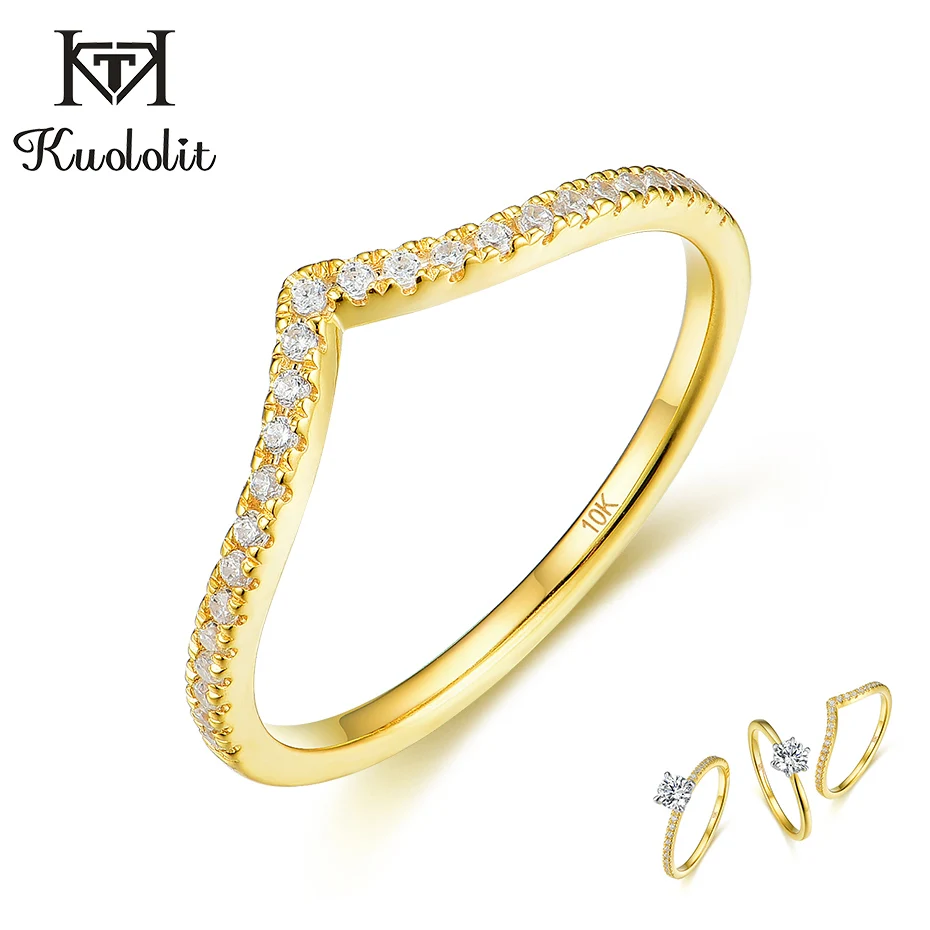 

Kuoluit 585 14K, цельное золото, 100% натуральный моиссанит, драгоценный камень, кольца для женщин, Набор браслетов, кольцо для юбилея, свадьбы, Новинка