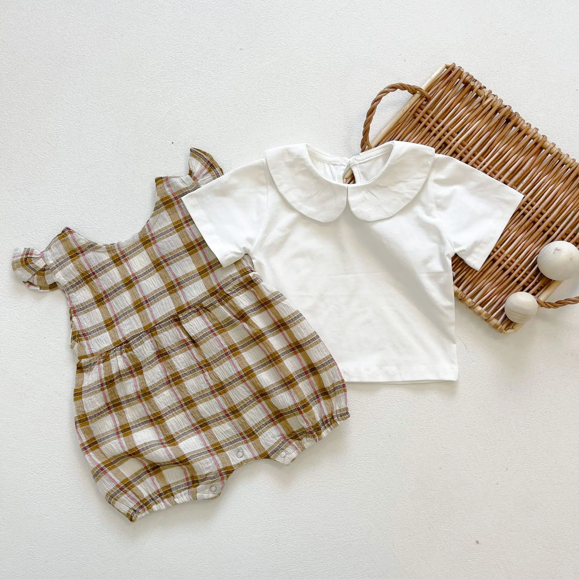 Винтажная одежда для маленьких девочек комбинезон рубашка комплект одежды