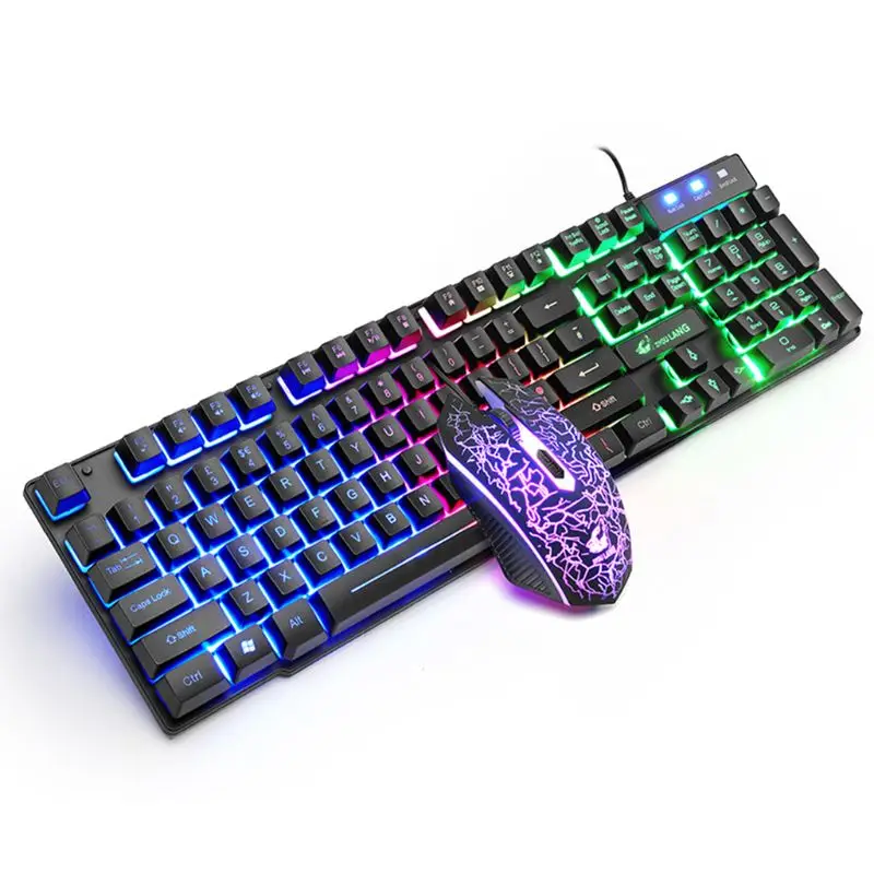 

T8WC 1Set T11 Mechanical Keyboard Rainbow Backlight Keypad Mouse for PC Laptop Gaming