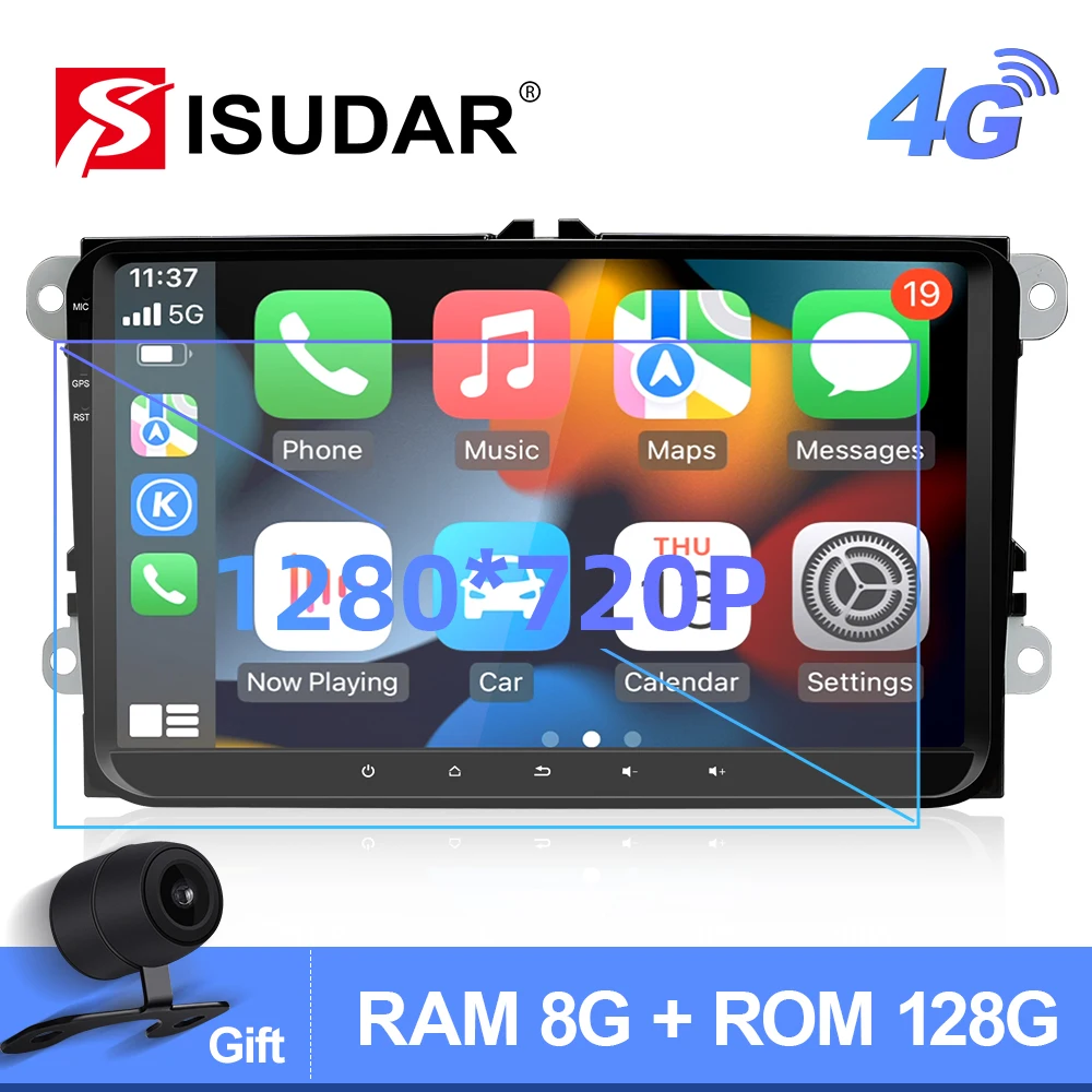 Isudar-Radio con GPS para coche, reproductor con Android 10, DSP, No 2 Din, Carplay, para Volkswagen, Golf, Passat, SKODA, Fabia, Octavia