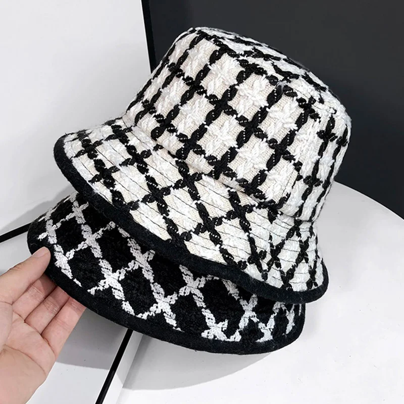 Fashion Bucket Hats for Women Cotton Plaid Packable Spring Fall Travel Beach Sun Hat Outdoor Cap Casual Foldable Hat Panama Hat