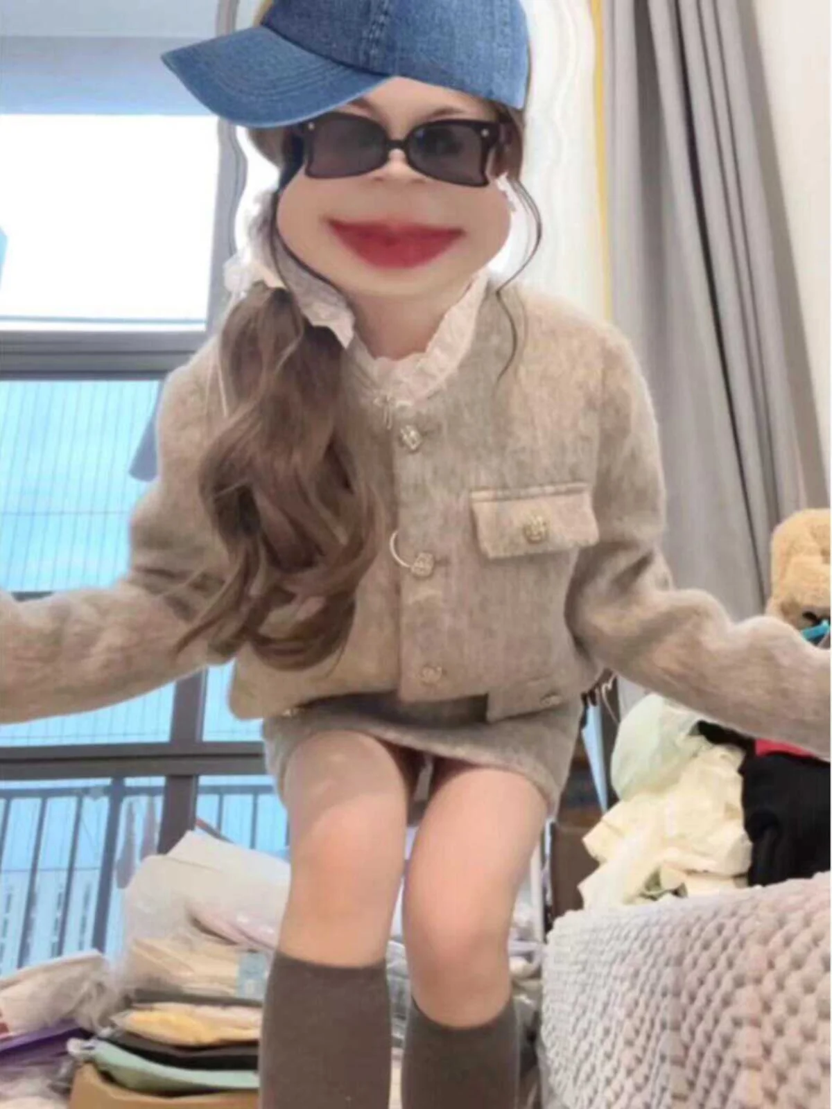 Изящное платье во французском стиле в ретро 2024 осенне-зимний светский комплект