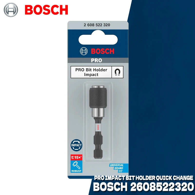 

BOSCH 2608522320 PRO Ударный держатель бит Быстрая смена ударных отверток 1/4 дюйма с шестигранным хвостовиком с ударопрочным рейтингом Аксессуары для электроинструментов