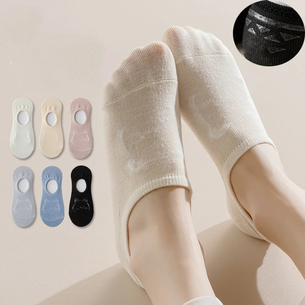 

5 Pairs Cotton Socks Summer Candy Color Invisible Non-slip Boat Socks Invisible Low Cute Ankle Socks Women Slippers Thin Sock