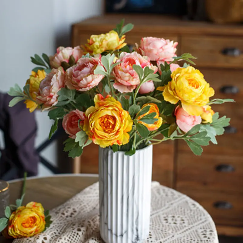 

Peony Artificial Flowers Silk Fake For Home Room Decor Party Wedding Valentines Day Decorations DIY Crafts Accessory