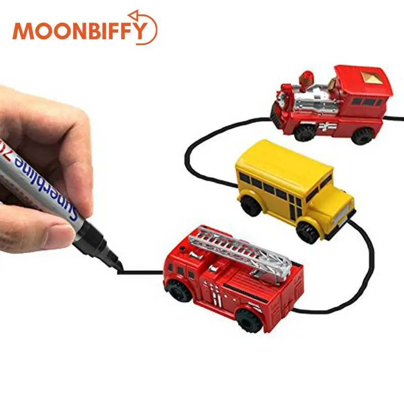 Magic Pen Inductive Car Truck  Follow Any Drawn Black Line Track Mini Toy Engineering Vehicles Educational Toy игрушки для детей