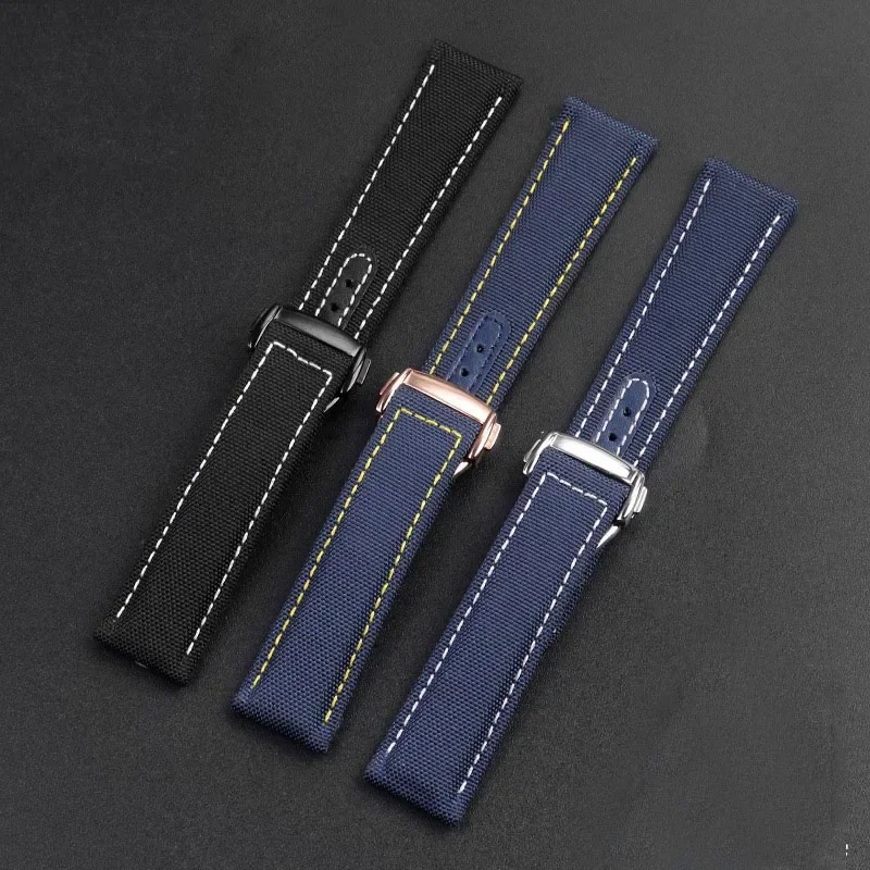 19mm 20mm Canvas Nylon Watchbands For Omega Seamaster 300 Speedmaster AT150 Slubby 310.32 Series Strap