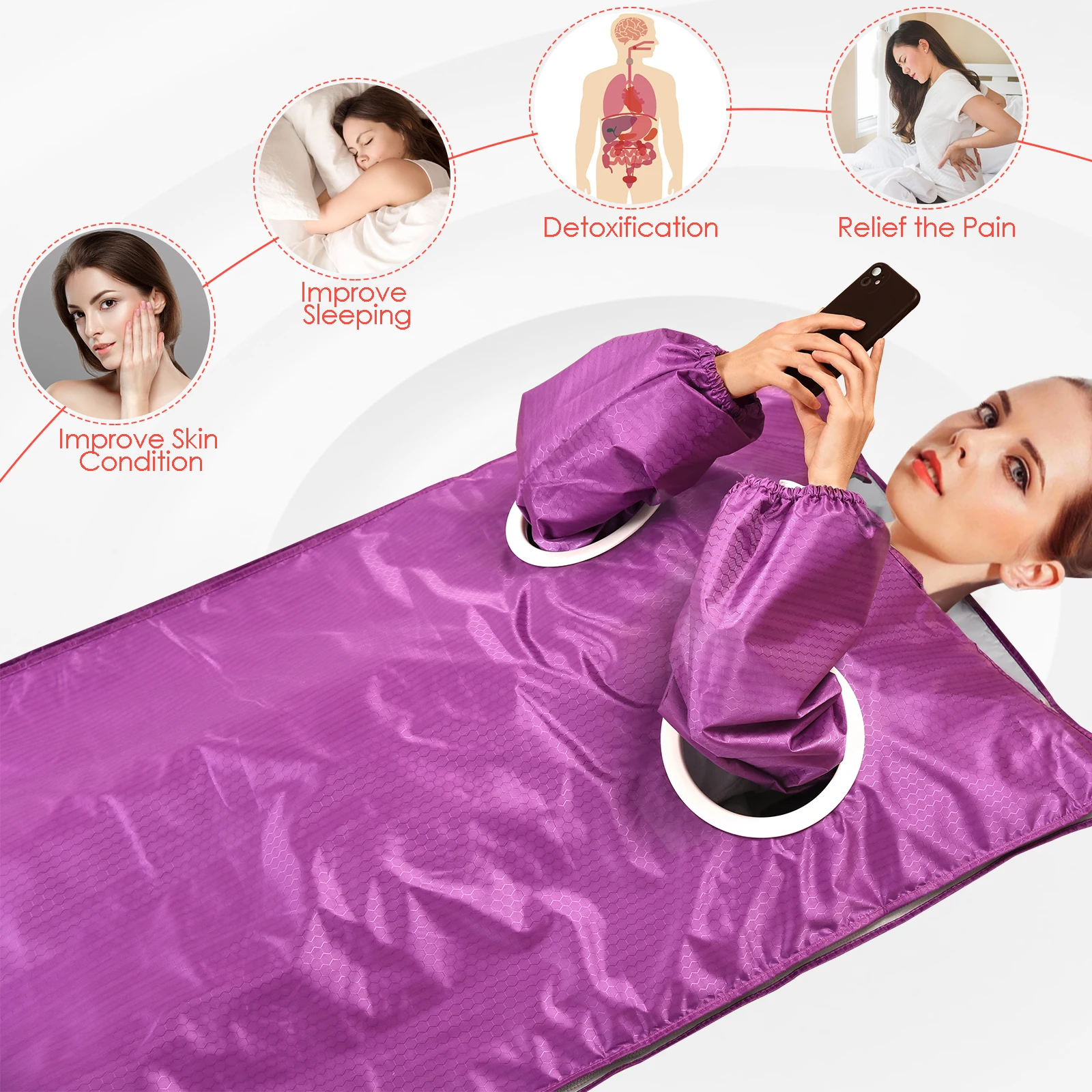 

2-зонное инфракрасное одеяло для сауны для похудения и детоксикации, термальное одеяло для похудения, детоксикационная сауна с рукавами для...