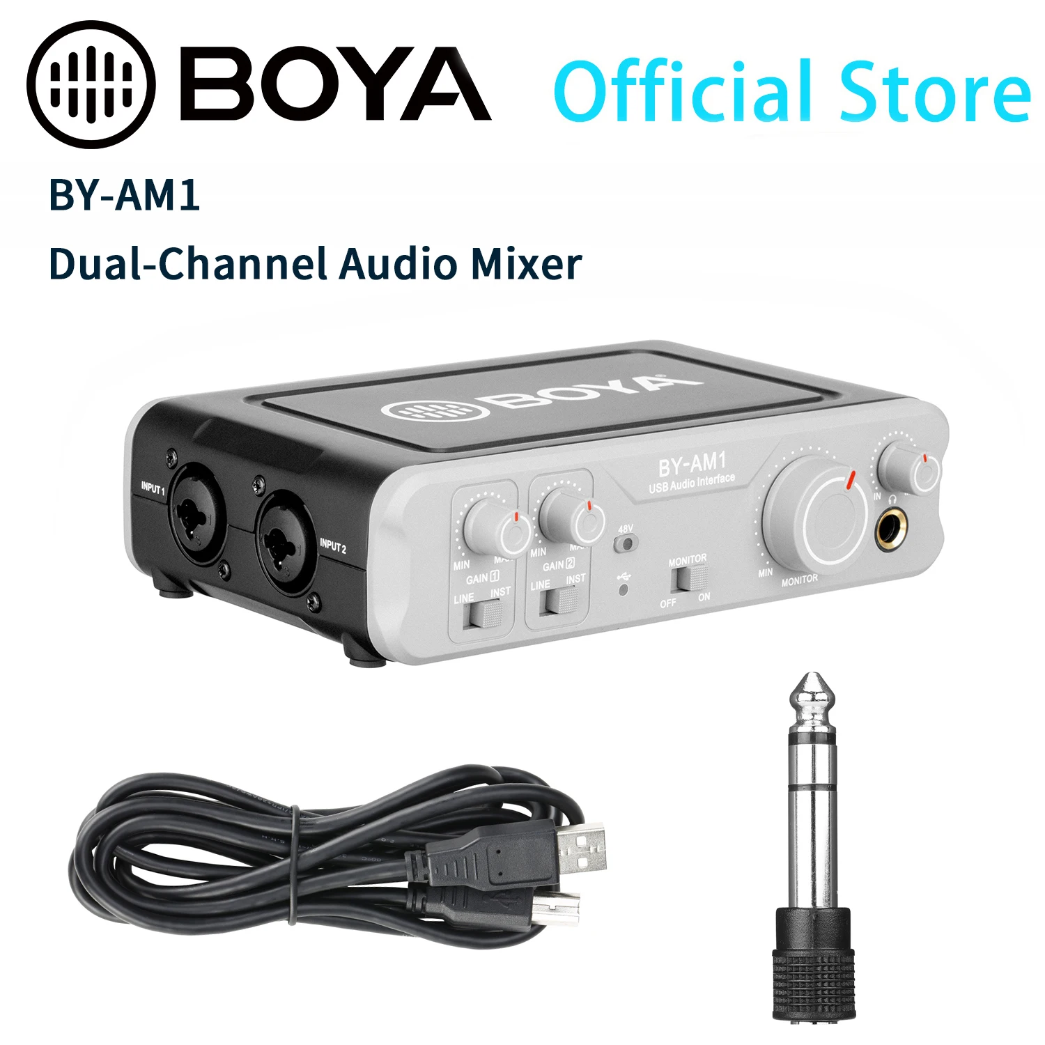 BOYA BY-AM1 Dynamic Condenser Microphone Dual-Channel Audio Mixer for PC Computers Laptops Speaker XLR Microphones Instrument
