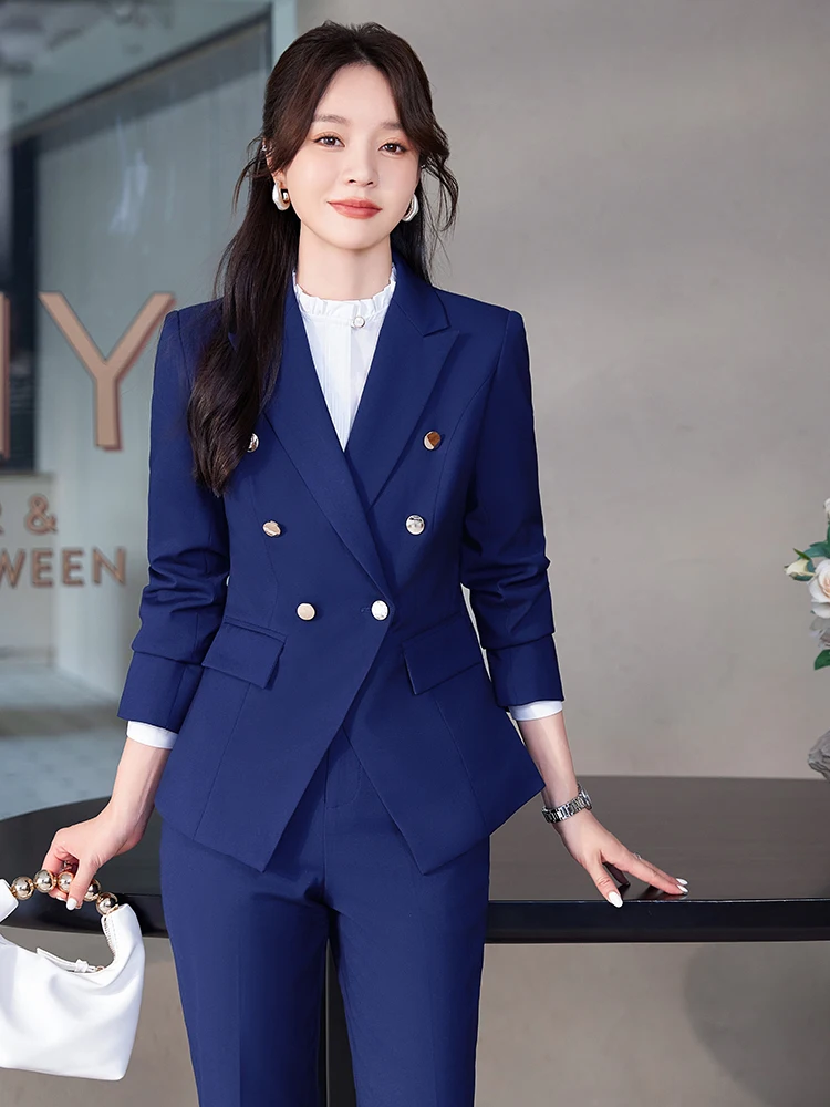 Черный деловой костюм женский осенний Новый элегантный костюм-карго гостя