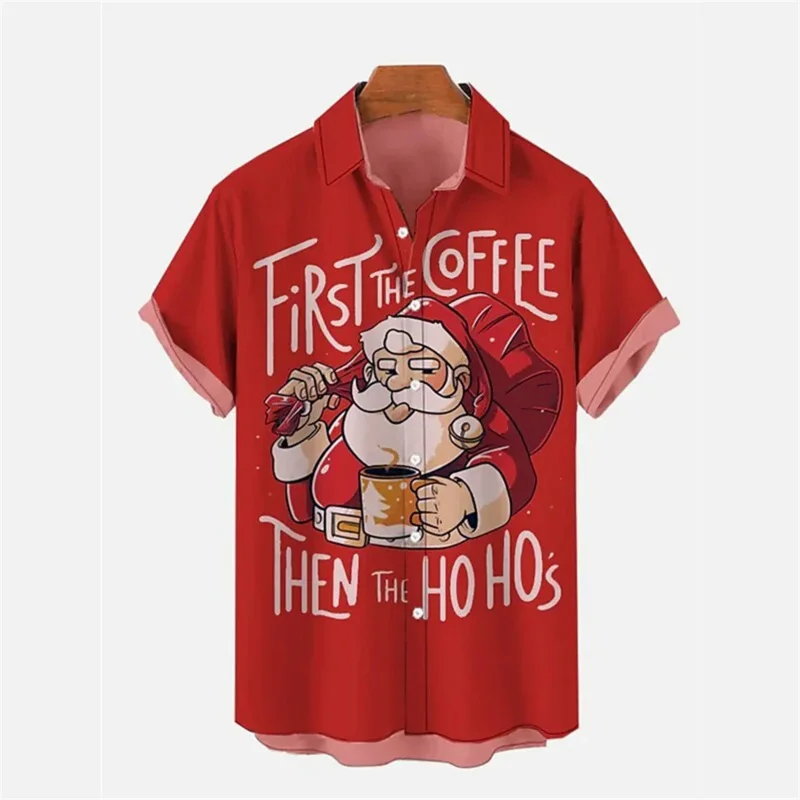 

Men's New Year party shirt Christmas Snowman print button lapel shirt men's casual fashion long sleeve shirt Christmas party top