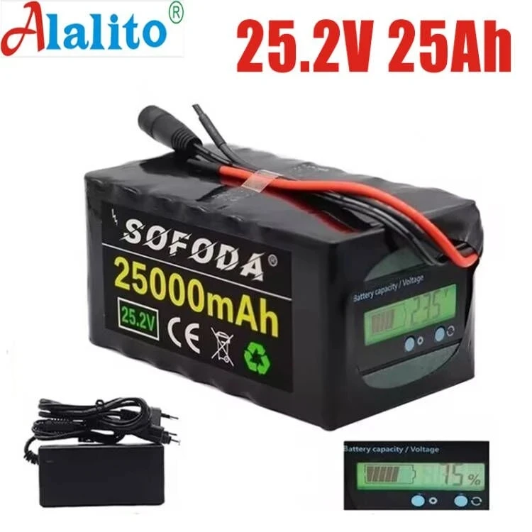 

Аккумулятор 6s4p 24 в 25 Ач 18650, литиевый аккумулятор 25,2 в для электрического велосипеда, мопеда/электричества/литий-ионного аккумулятора с индикатором емкости