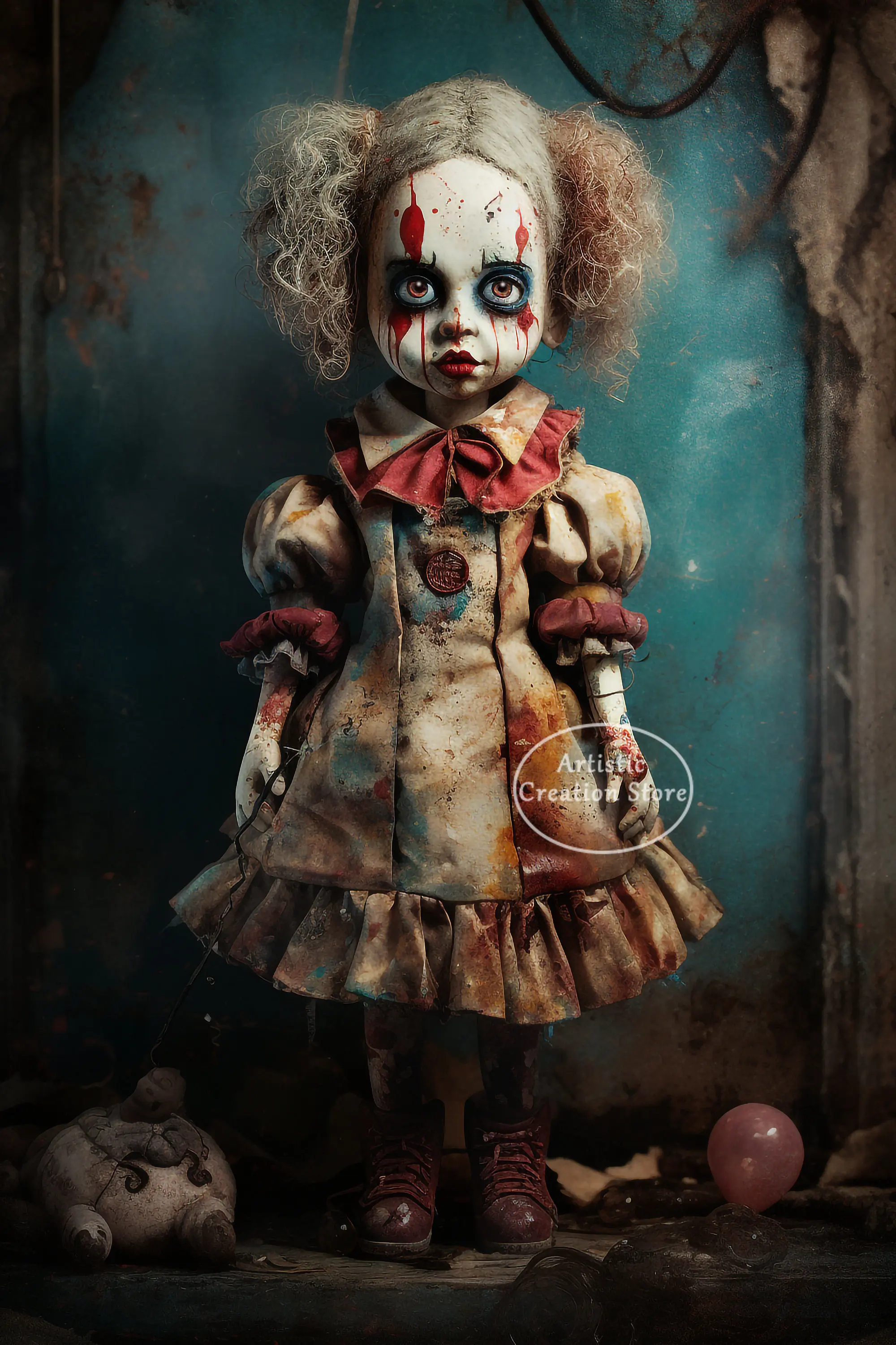 

Художественный постер на Хэллоуин с привидениями на холсте