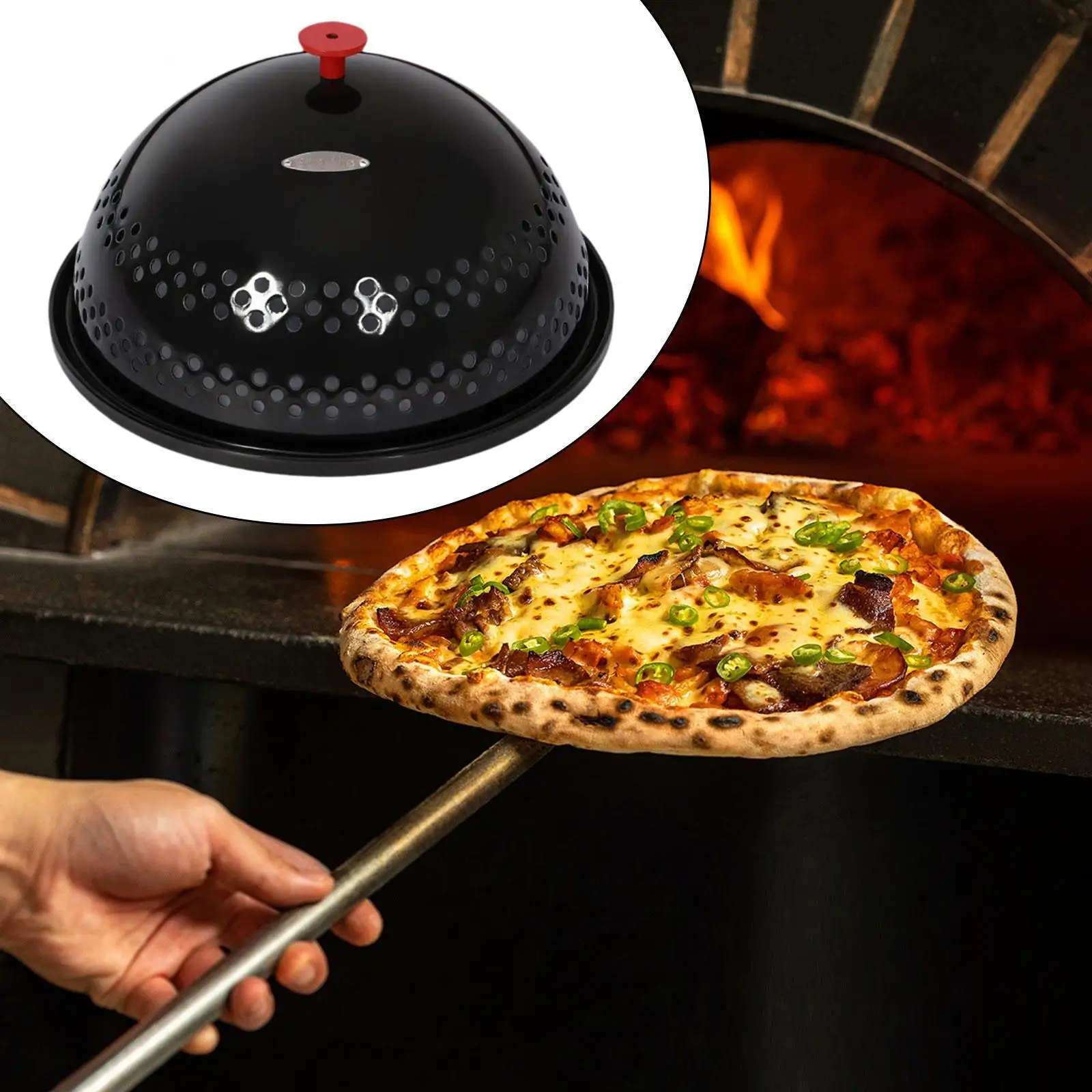 Pipoca Popper Tampa de Panela Redonda Panela de Fritura Esmalte Estoura Grãos Uso Exterior Panela de Pipoca Premium Máquina de Pipoca SEM AGITAR SEM MEXER Preto