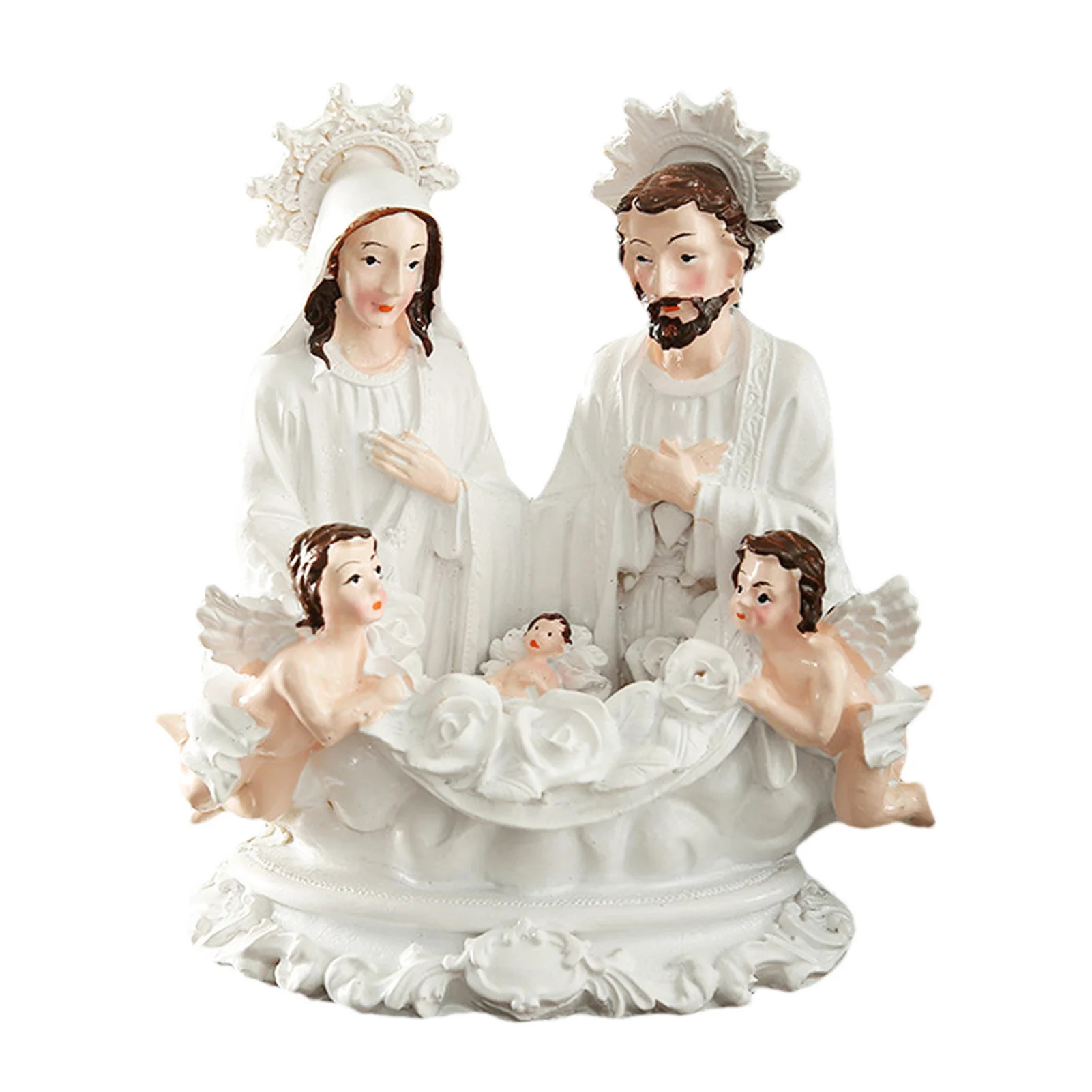 

Jesus Family Figurines Resin Nativity Scene Statues Crafts Baby Jesus Mary Joseph Christmas Nativity Set Angel Crafts Catholic