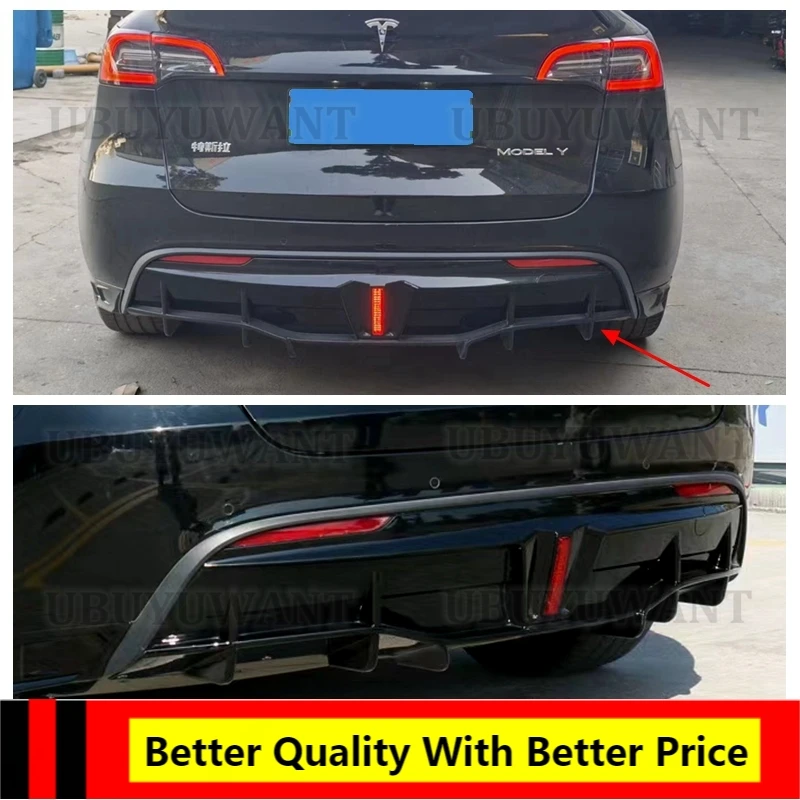 

EPFBSQP High Quality ABS Bright Black Rear Lip Side Skirt Spoiler Auto Car Diffuser Fits For Tesla MODEL Y 2020 2021 2022