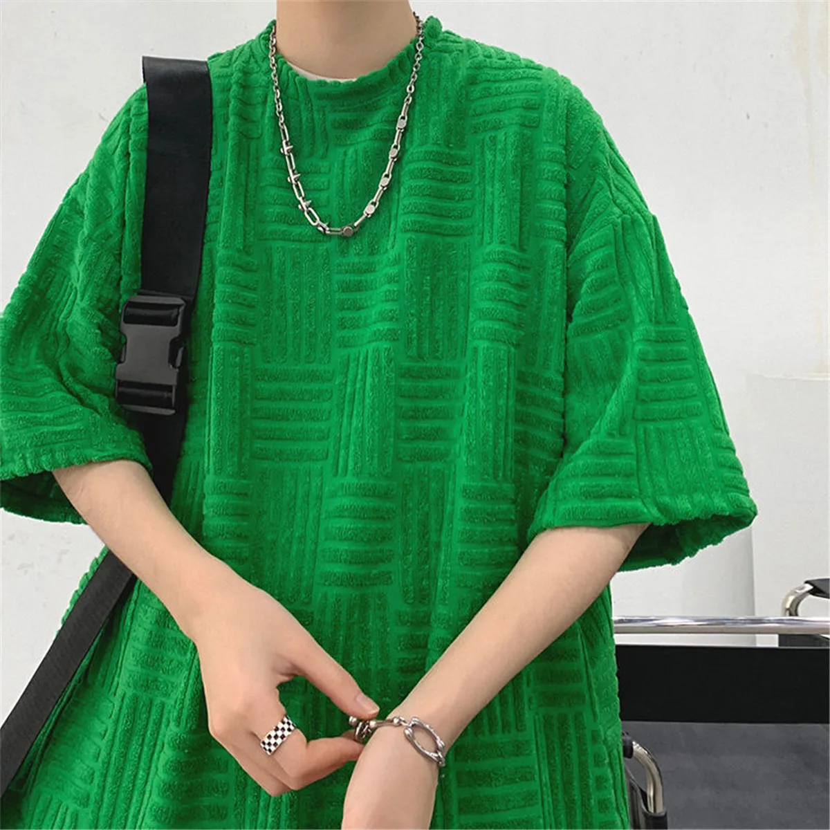 

Summer Cotton Short-sleeved T-shirt Men Fashion Casual O-neck T Shirt Men Streetwear Korean Loose Oversized T-shirt Mens Tops