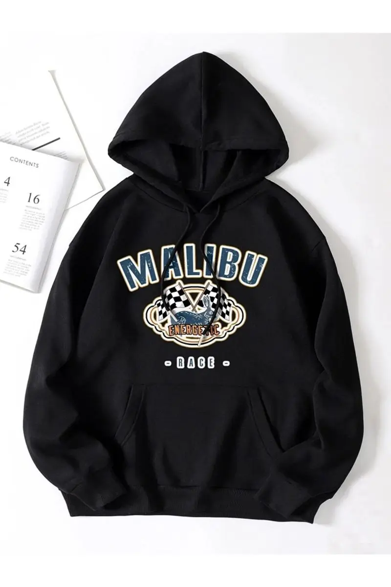 

Unisex black Malibu Sweatshirt hooded
