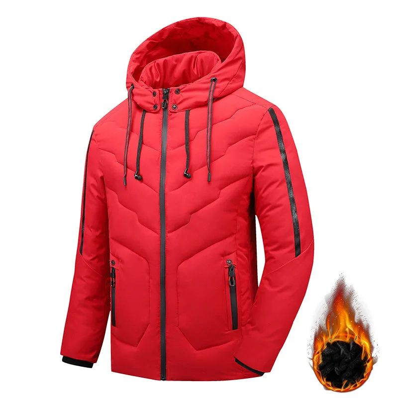 

Зимняя мужская куртка, утепленные флисовые парки, пальто, Мужская Уличная одежда 2022, однотонная ветрозащитная Мужская парка, куртки со съемной шапкой