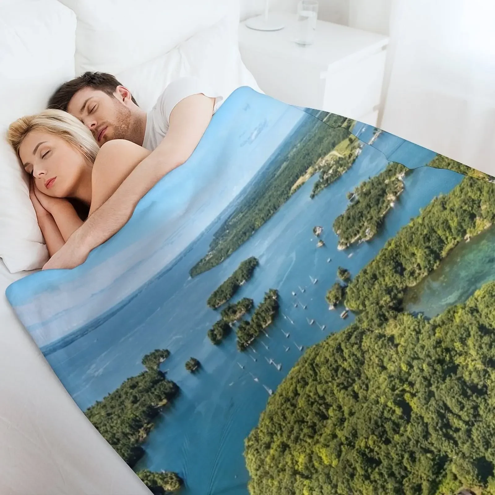 Тысяча островов и река Святого Лоуренса в Ганоке Канаде пледы лохматые одеяла