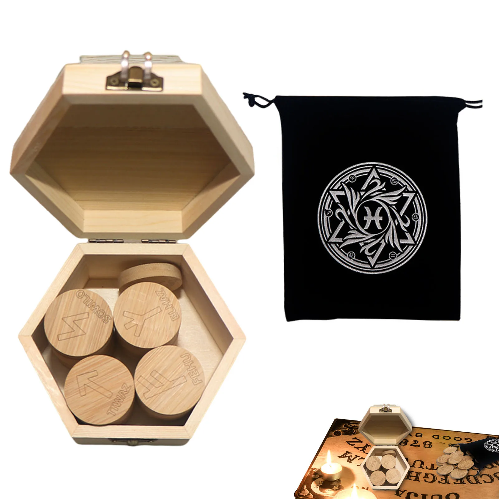 

Wooden Rune Stones Set 25 Pcs Rune Stone Set For Meditation Divination Magic Rune Stones Altar Decor With Storage Box And Bag