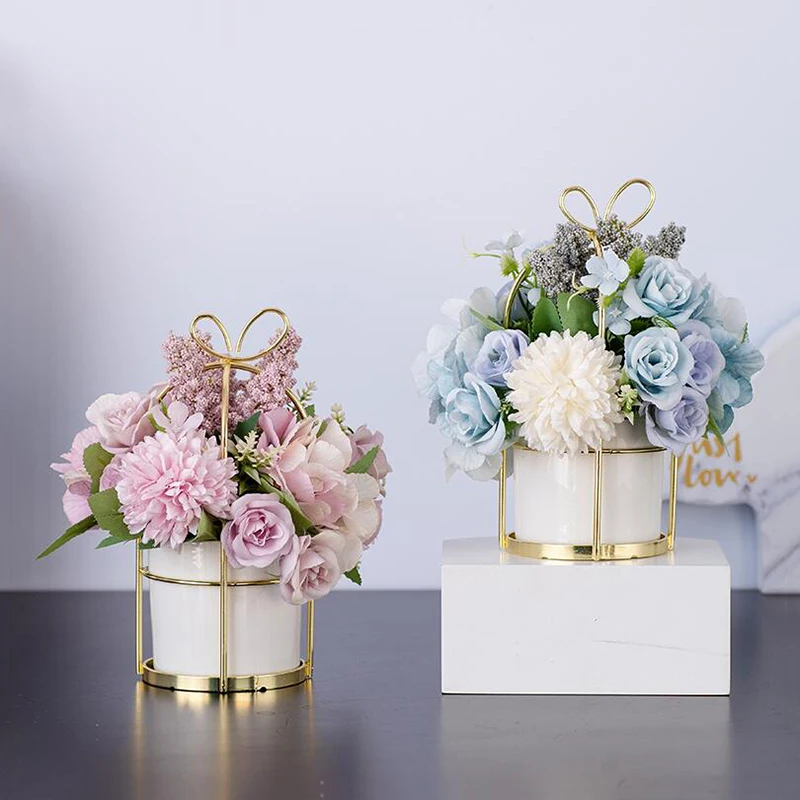 

Ceramic Vase Office Coffee Desktop Artificial Flower Plants Pot Home Furnishing Decoration Crafts Living Room Table Ornaments