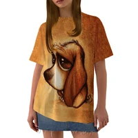 ladies t shirt with yellow short sleeves cute adorable pet dog animal print top summer fashion casual t shirt 2022