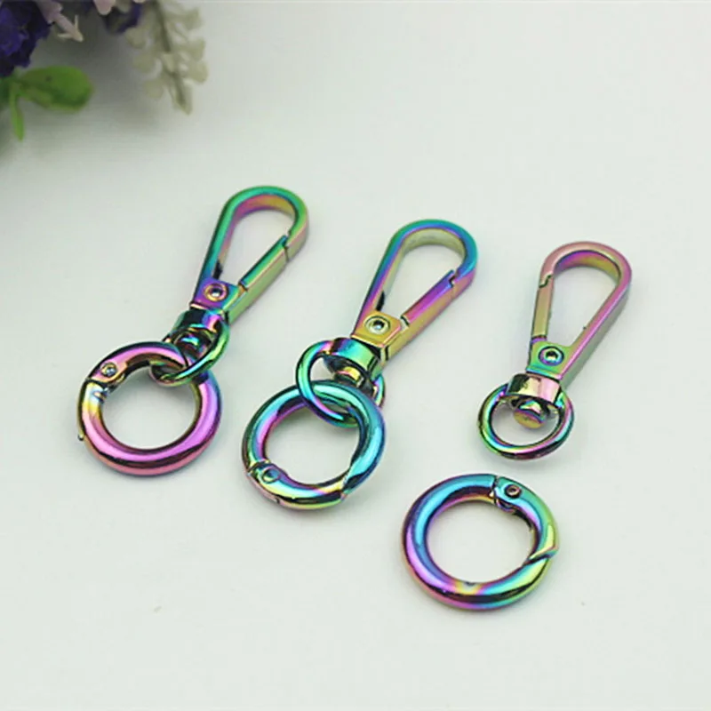 10Pcs Colored O Ring Metal Buckles Dog Collar Webbing Bags Strap Chain Swivel Lobster Clasp Trigger Snap Hook DIY Accessories