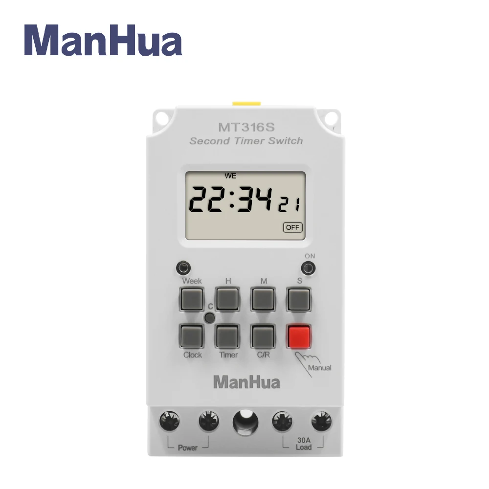 

Manhua 220VAC 30A MT316S 28ON/OFF Digital Automatic Electronic Programmable Timer Switch with CE Temporizador Digital