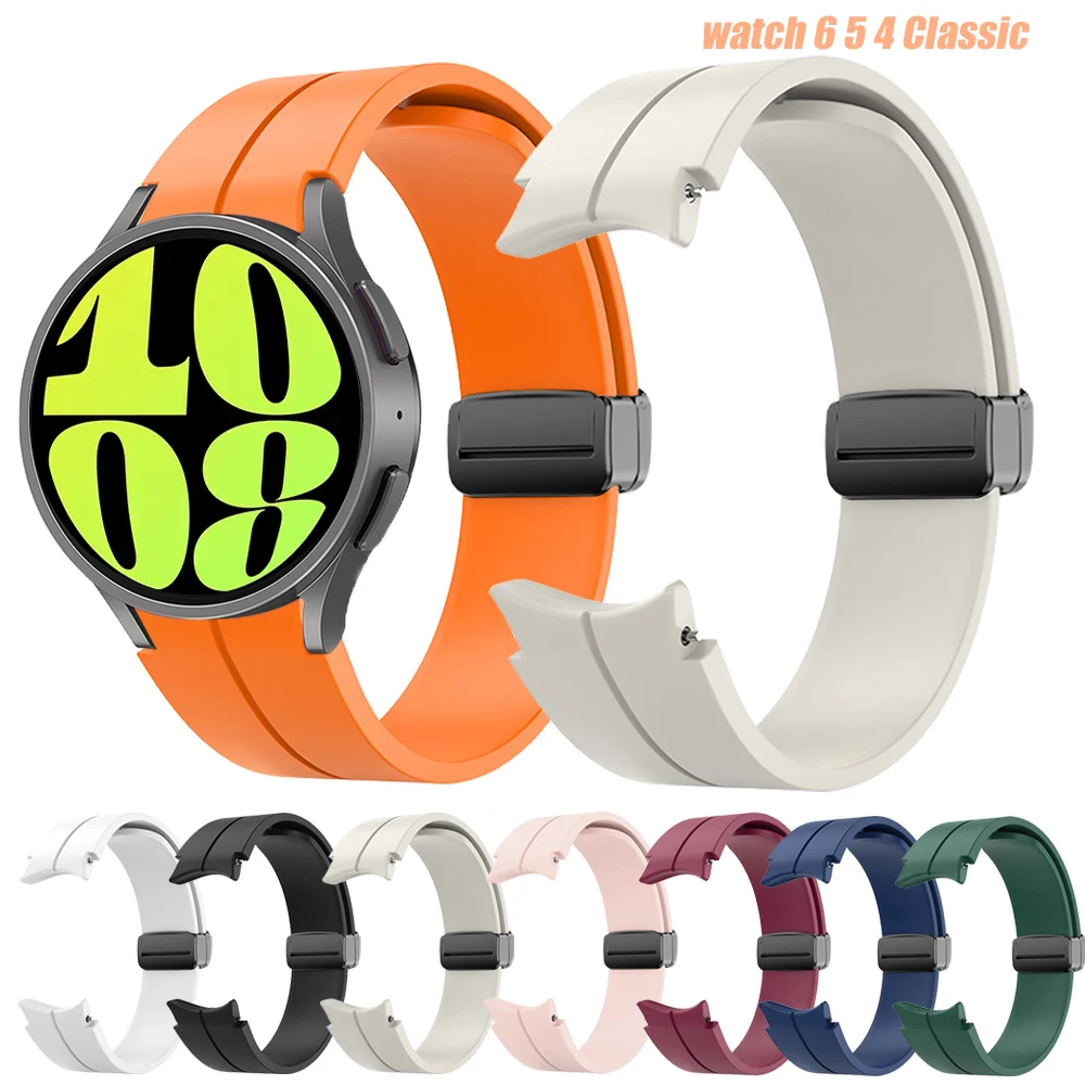 

No Gap Silicone Strap For Samsung Galaxy Watch 6 5 4 40mm 44mm 5 Pro 45mm Original Magnetic Bracelet Watch6 Classic 43/47mm Band