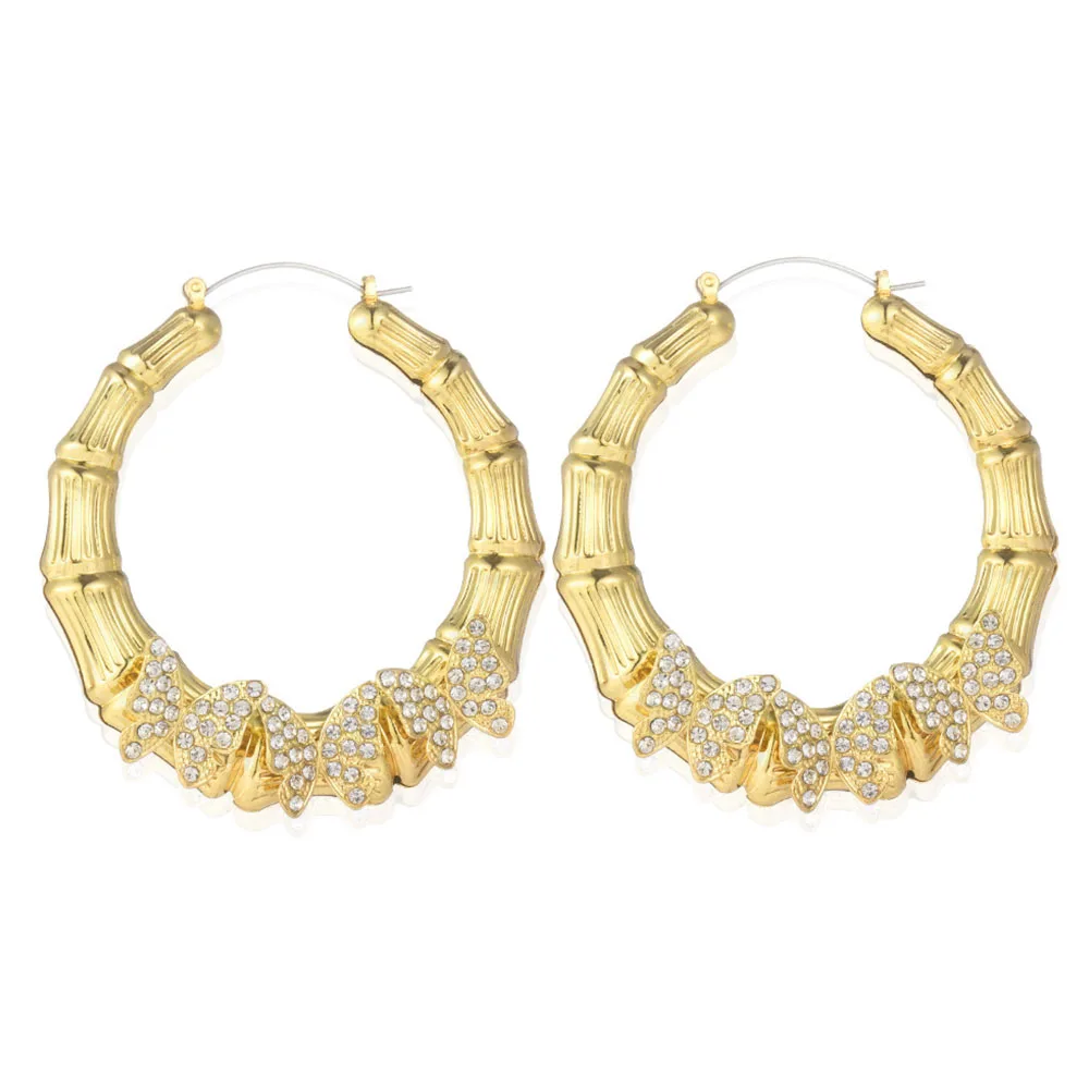 

Bamboo Creative Hollow Butterfly Hoop Earrings Large Chic Luxury Ear Jewelry Earring Personality Fashion Ear Accessories 2022
